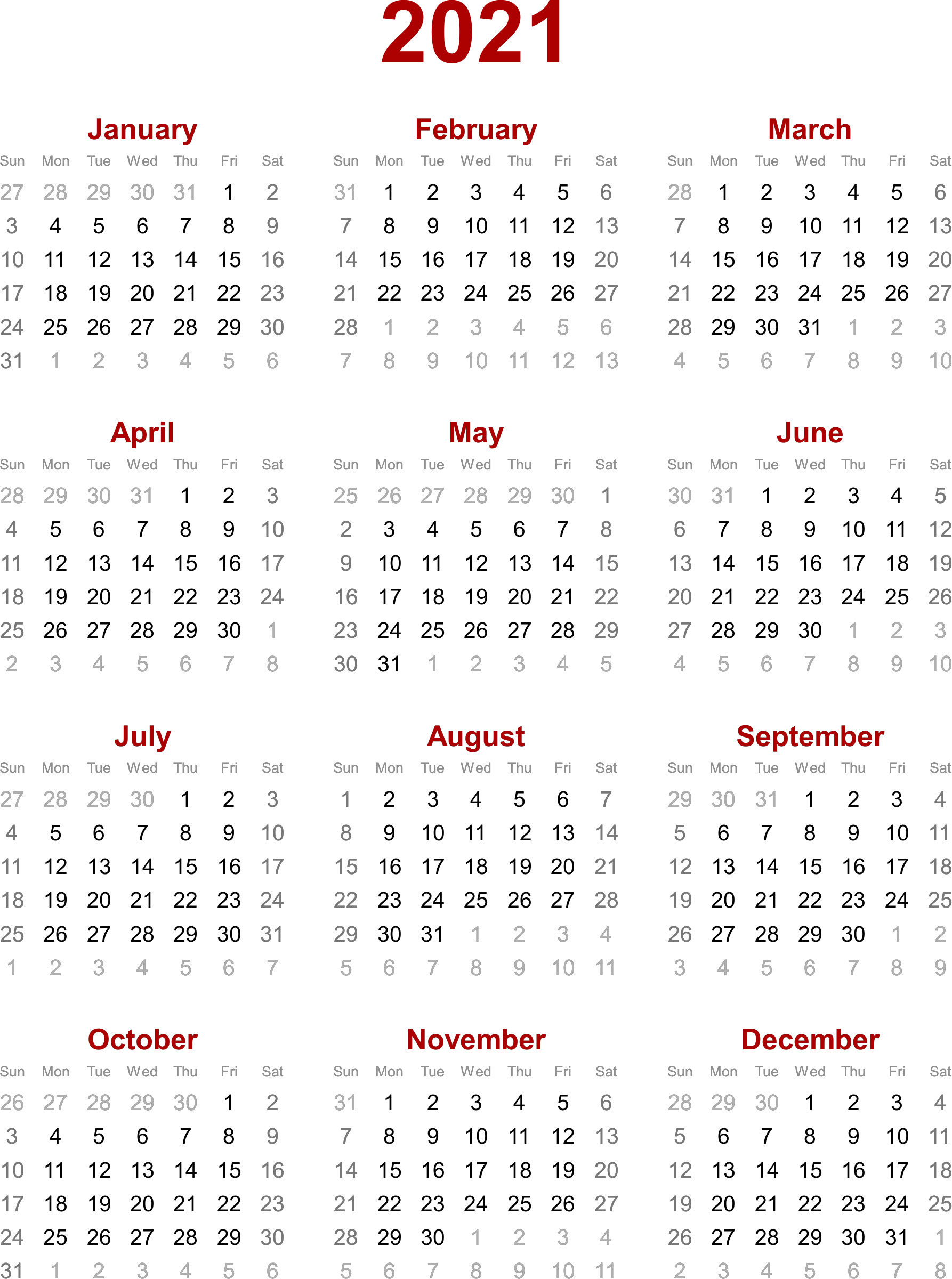2021 calendar wallpaper red and white