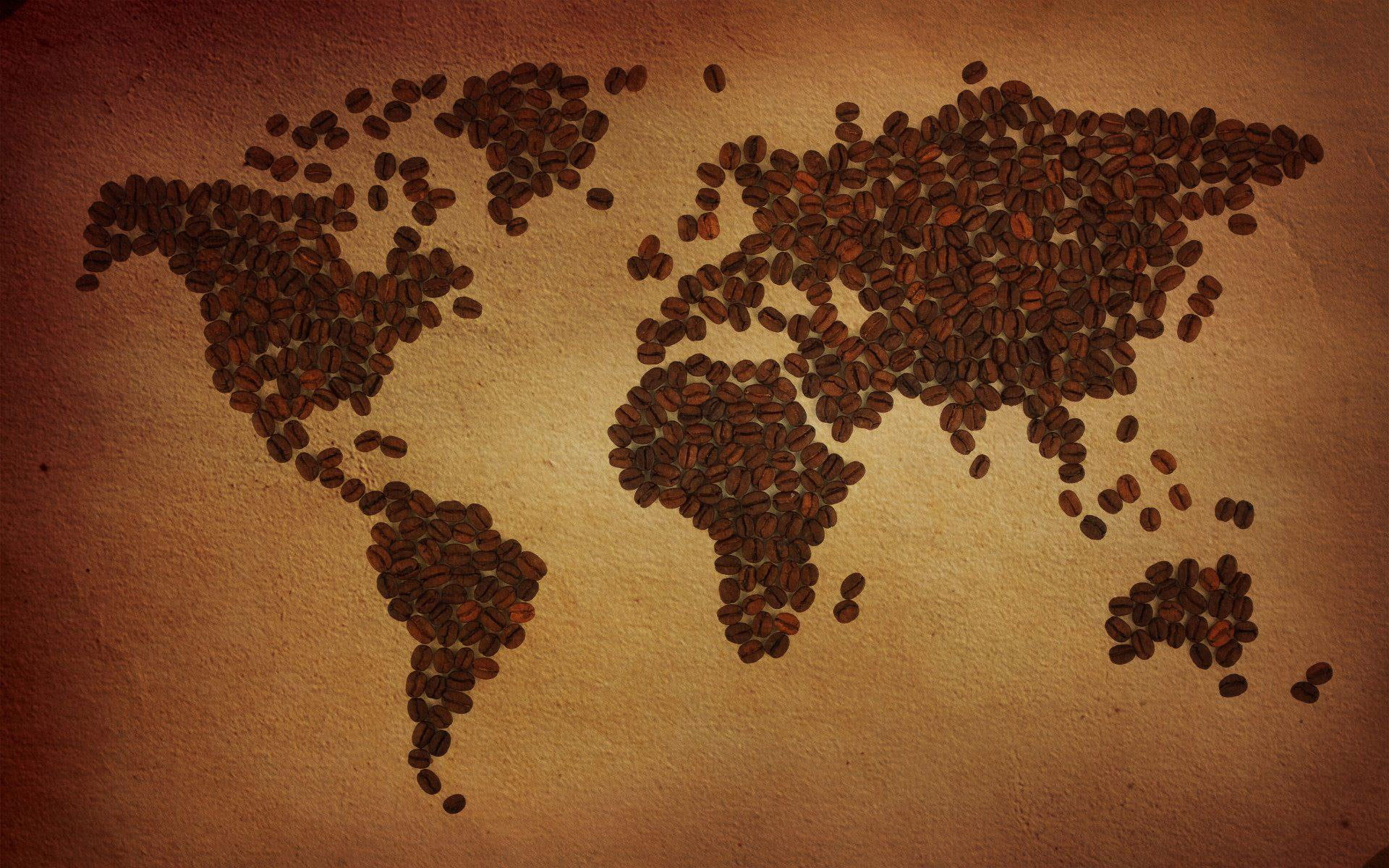 Coffee Beans World Map HD wallpaper, 1920x1200