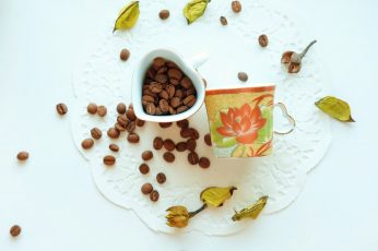 Caffeine wallpaper, coffee, mug, coffee beans, cup, art, coffee bean filled white heart ceramic mug