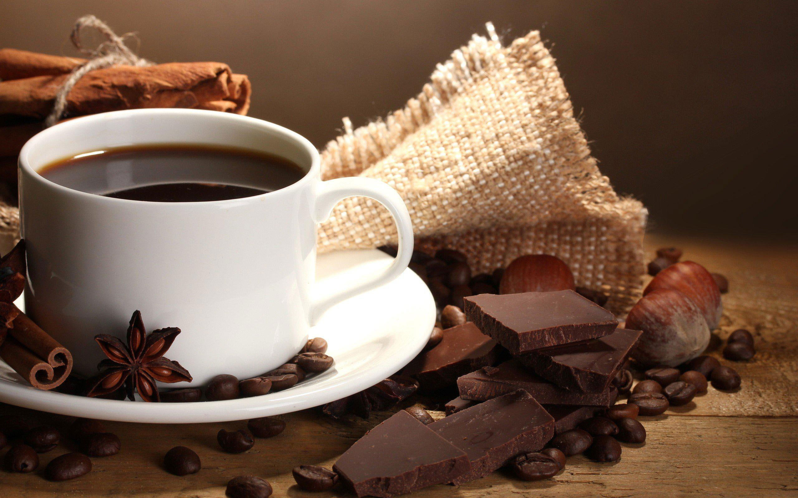 Coffee Chocolate Food Cups Beans Wallpaper