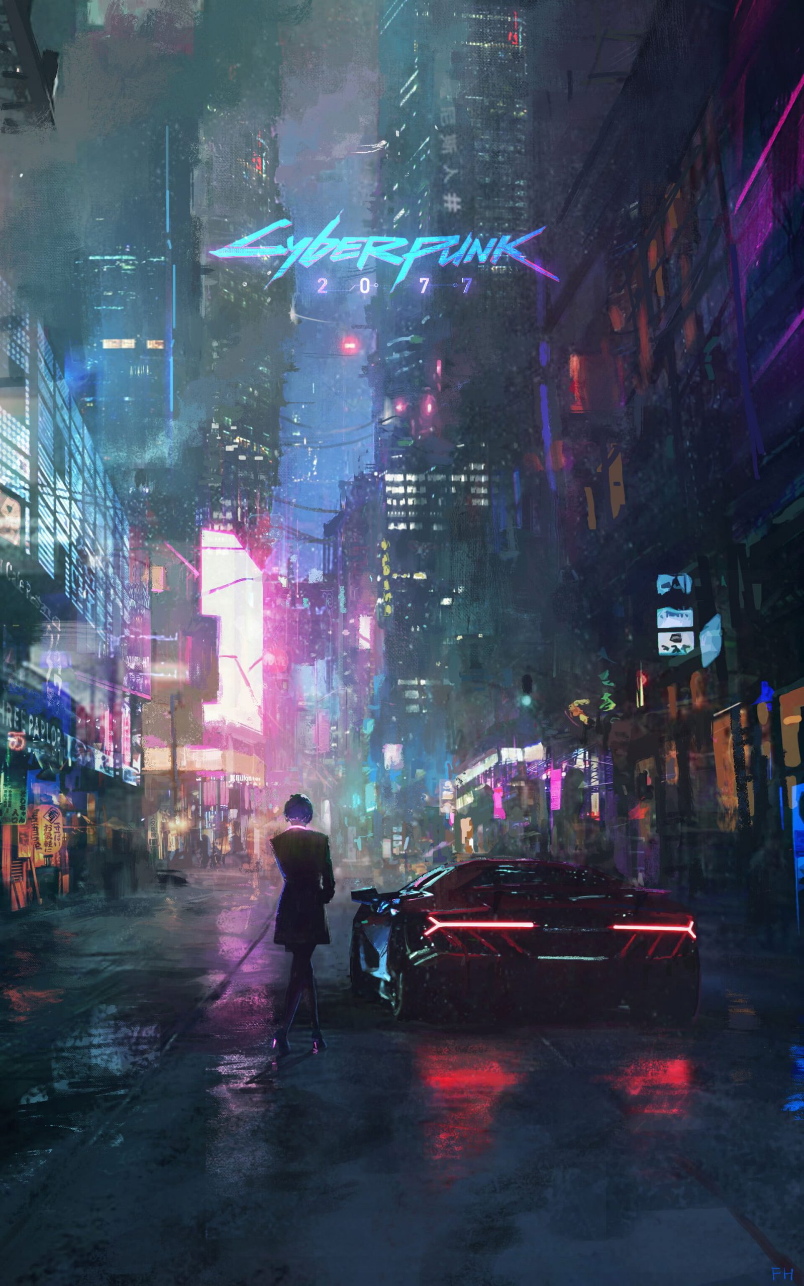 Cyberpunk 2077 wallpaper, neon, Futurism, futuristic, dark, night