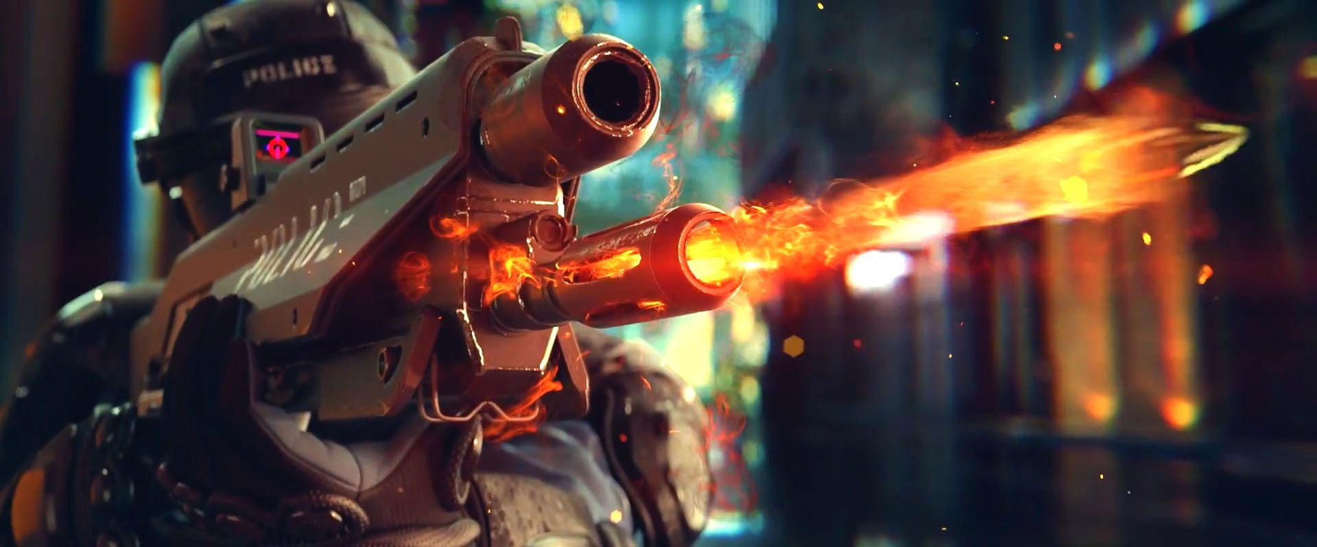 CGI wallpaper, gun, Cyberpunk 2077, weapon, video games, machine gun