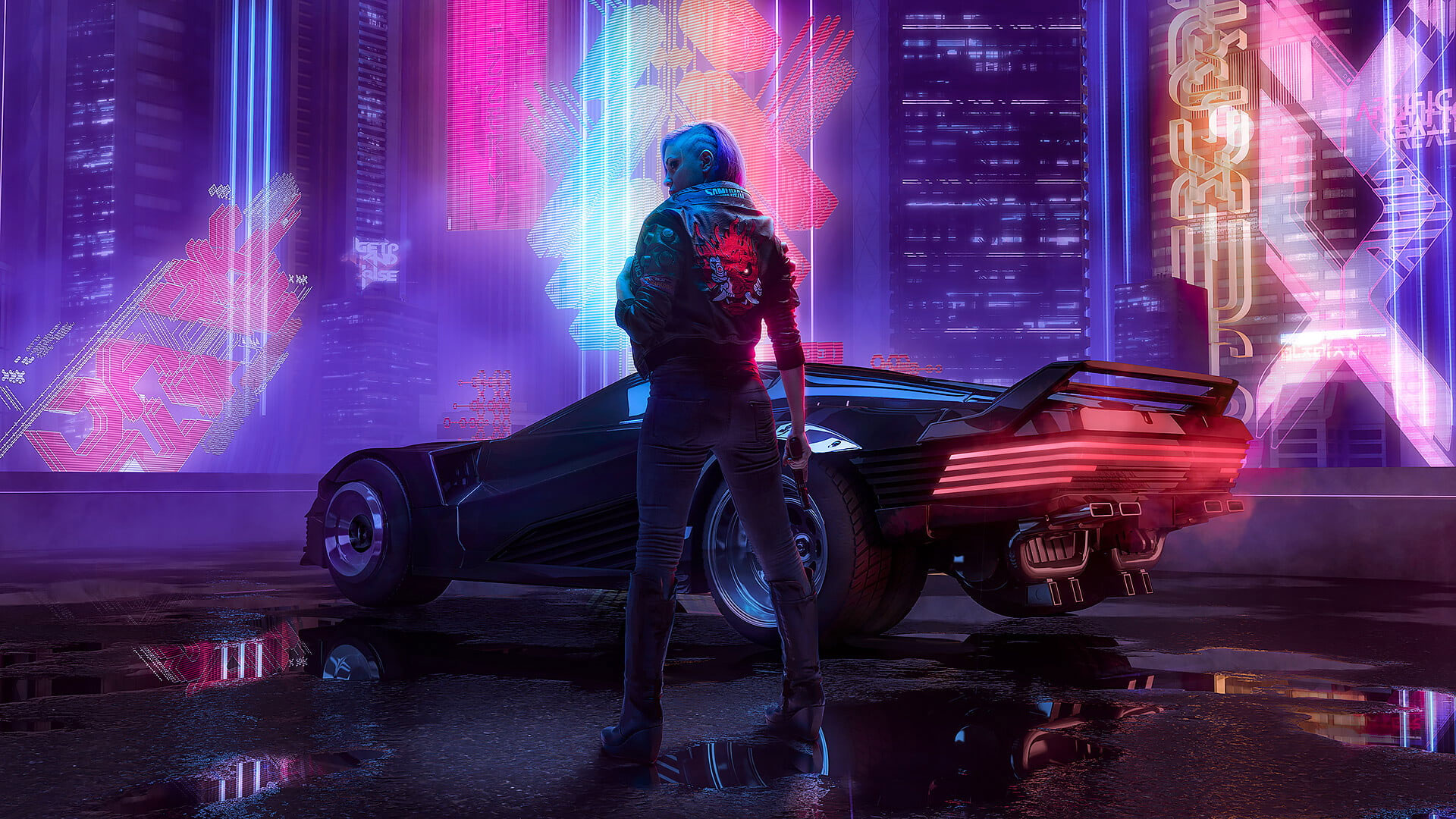 Octokuro wallpaper, Cyber, cyberpunk, Cyberpunk 2077, car, futuristic, jacket