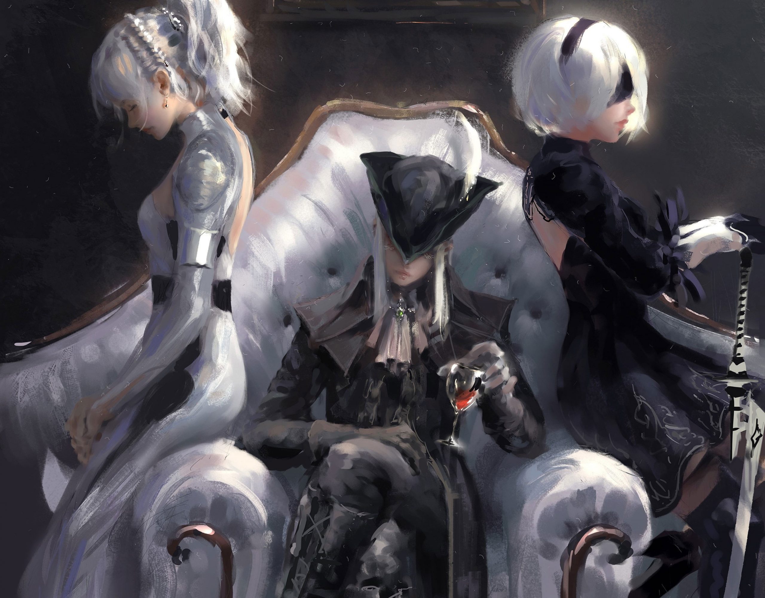Final Fantasy XV wallpaper, Digital art, women, warrior, Nier: Automata