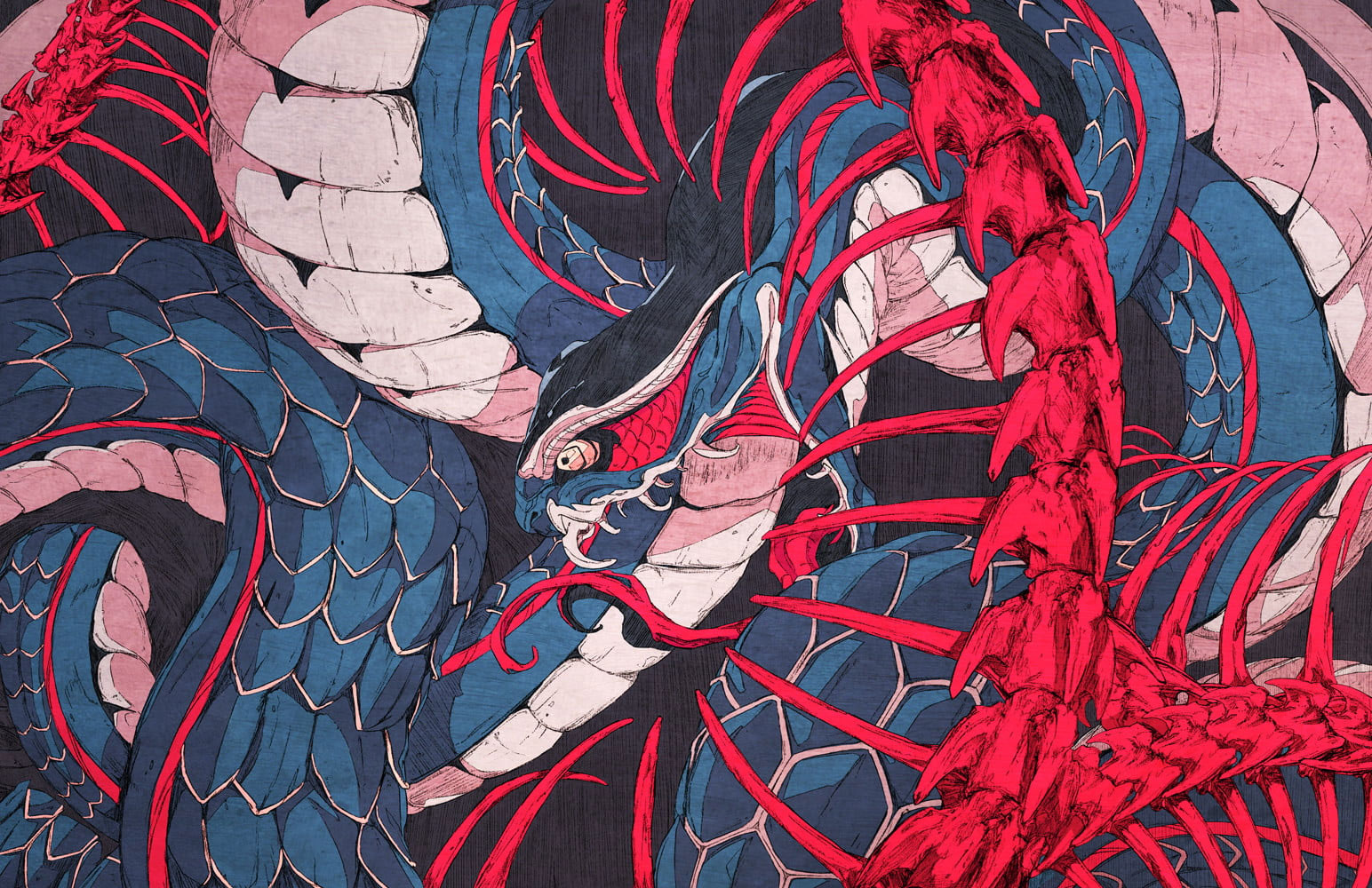 Snake, Chun Lo wallpaper, artwork, digital art, 2D