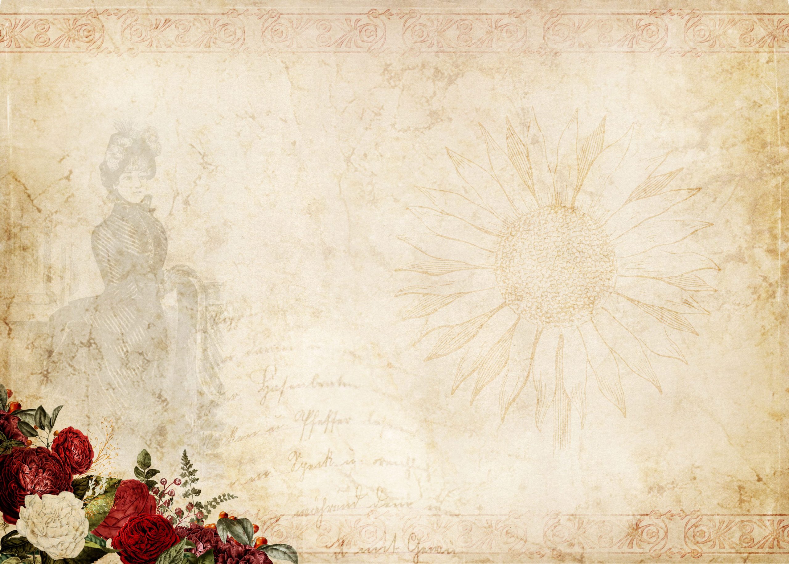 Flowers wallpaper, frame, ornament, shabby, chic, background image, ornaments