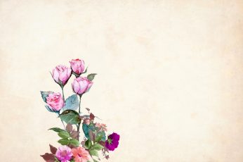 Illustrated flower wallpaper with pink blooms., floral, border