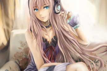 Pink haired female anime wallpaper, music, Vocaloid, Megurine Luka