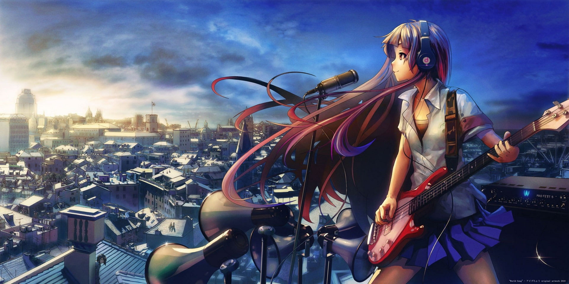 Anime wallpaper, Music, Headphones, Guitar, Anime Girls