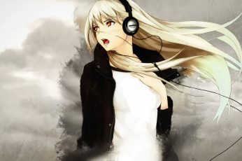 Anime girls wallpaper, headphones