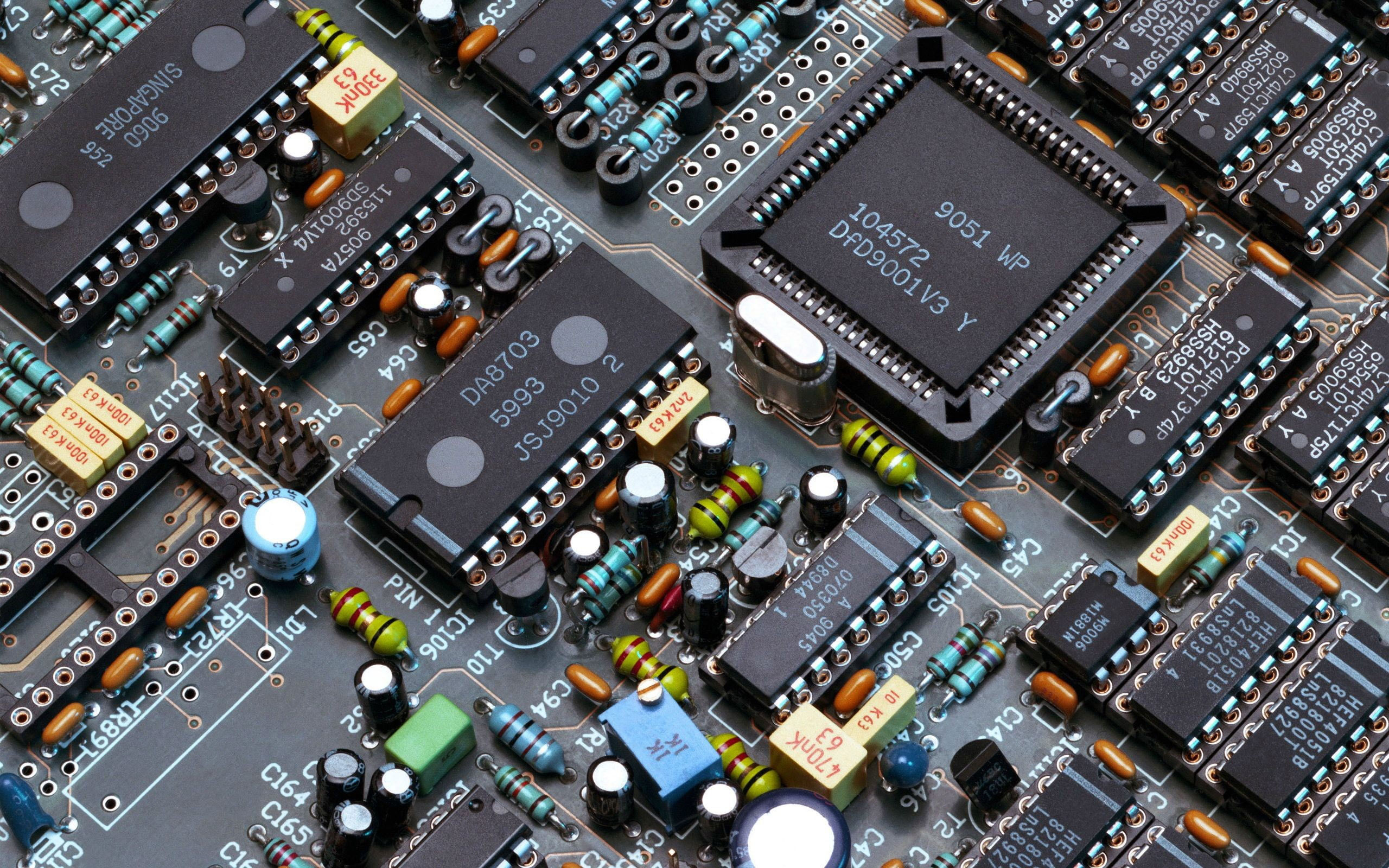 Black circuit board wallpaper, technology, circuit boards, PCB, computer chip