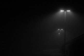 Black outdoor lamp wallpaper, mist, street light, minimalism