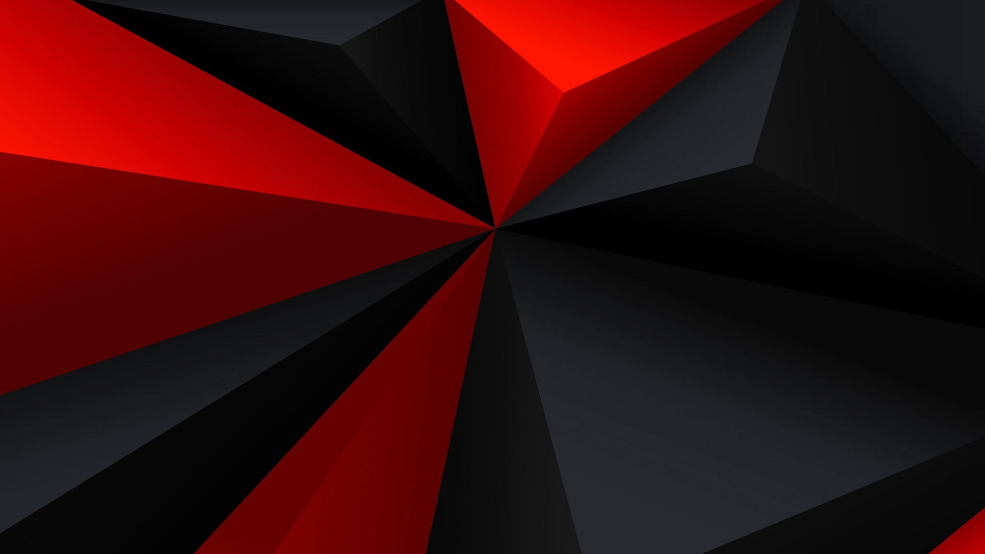 Red and black 3D wallpaper, digital art, minimalism, low poly
