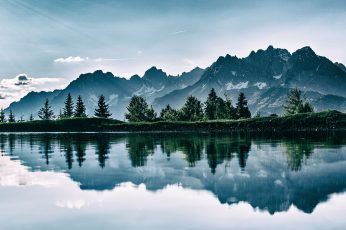 Reflection nature wallpaper, sky, water, tree, mountain, wilderness