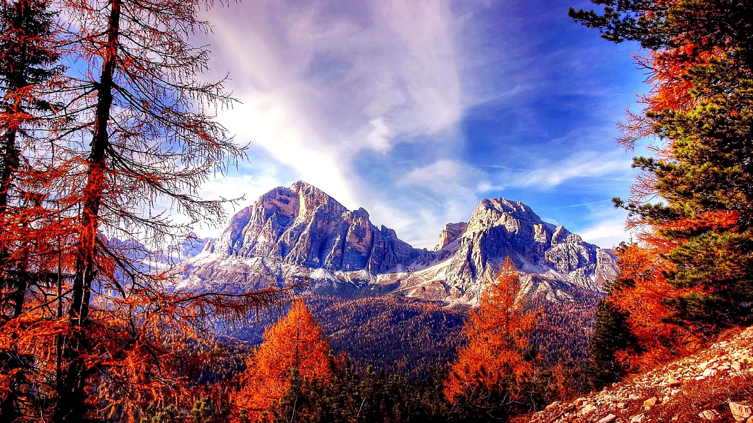 Nature wallpaper, sky, wilderness, mountain, autumn, tree