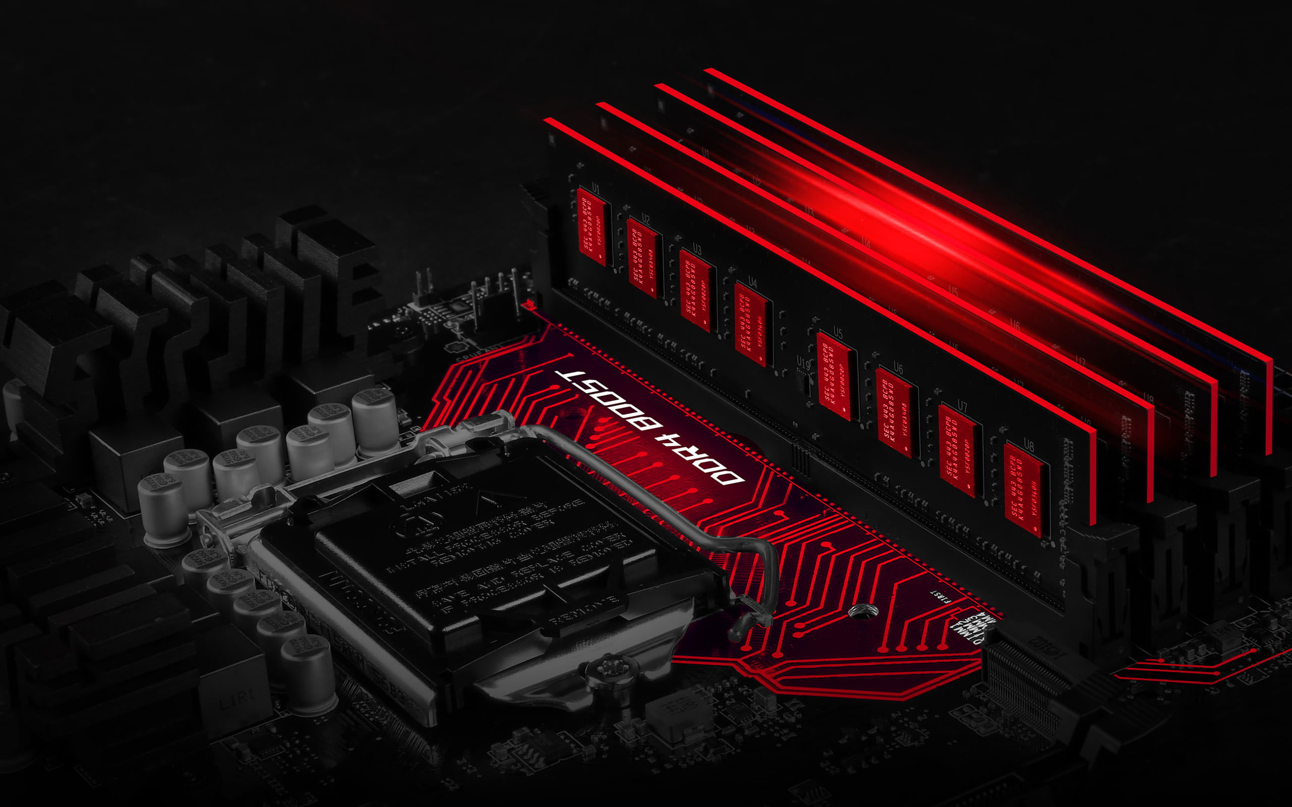 Black and red motherboard wallpaper, PC gaming, motherboards, MSI