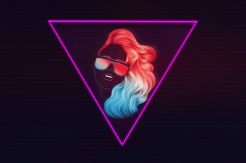 Neon Girl wallpaper, Music, Glasses, Background, Triangle, 80s, 80’s