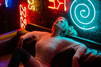 Nata Lee wallpaper, women, model, blonde, portrait display, neon