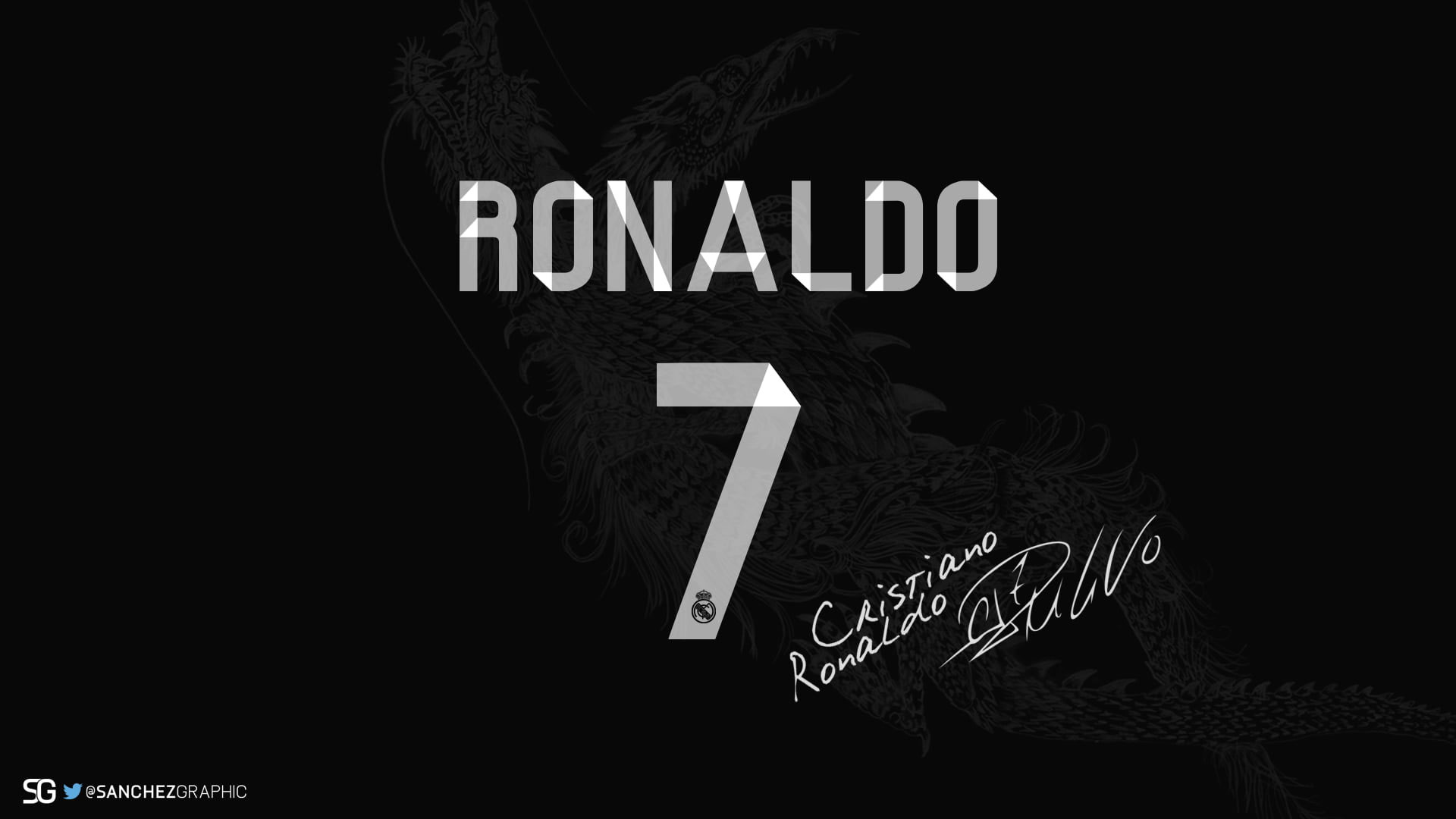 Cristiano Ronaldo 7 with signature wallpaper