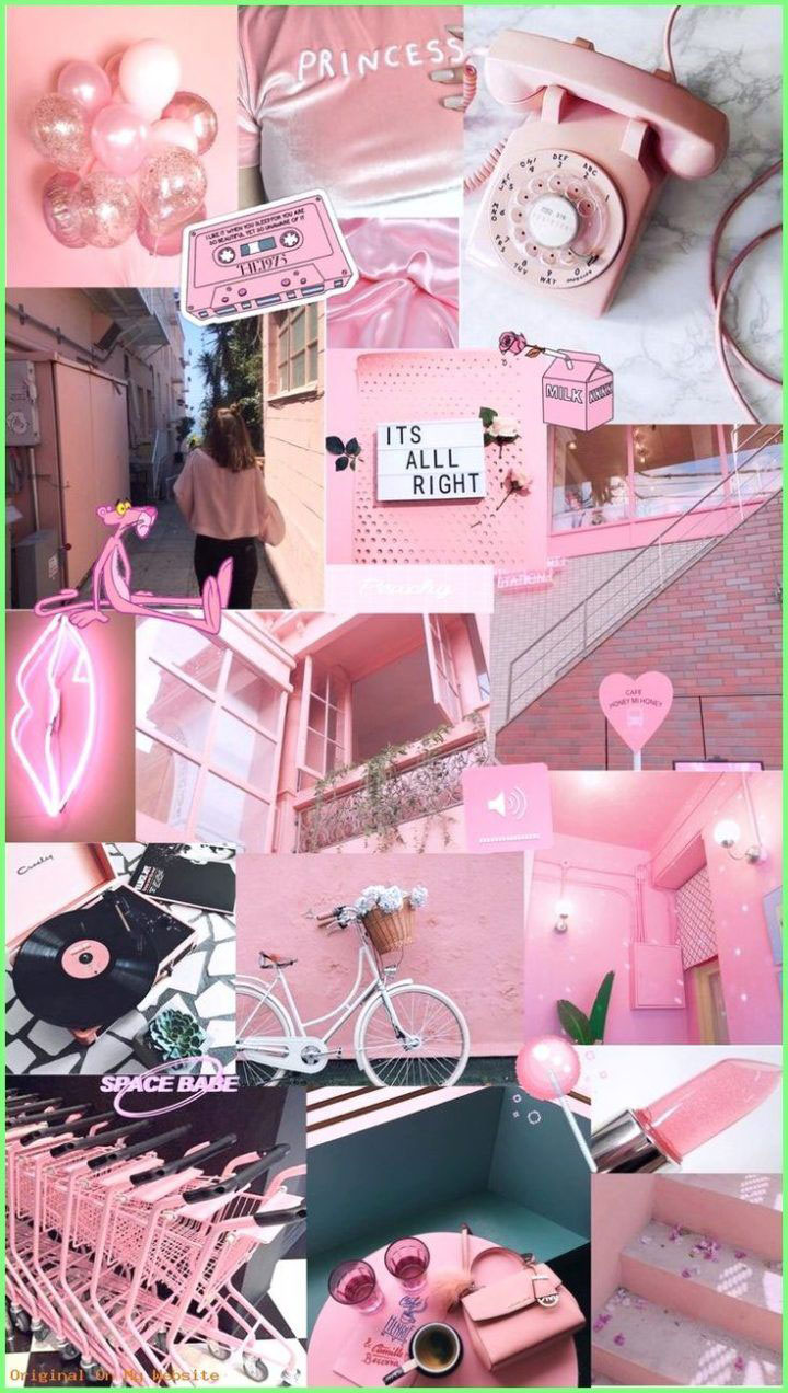 Pink aesthetic collage wallpaper