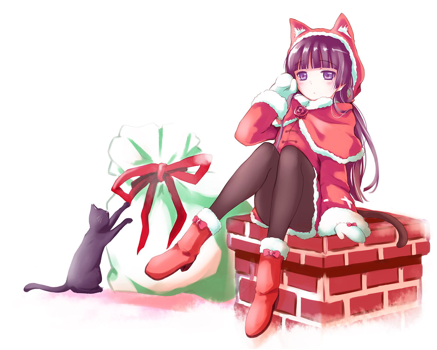 Wallpaper Animal, Cat, Christmas, Costume, Ears, Gokou