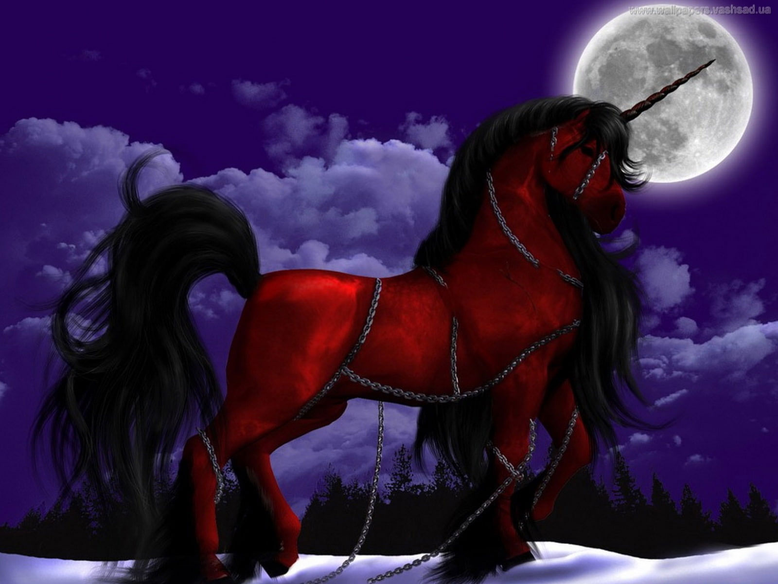 Wallpaper Animal, Horse, Magical, Moon, Unicorn 1600x1200