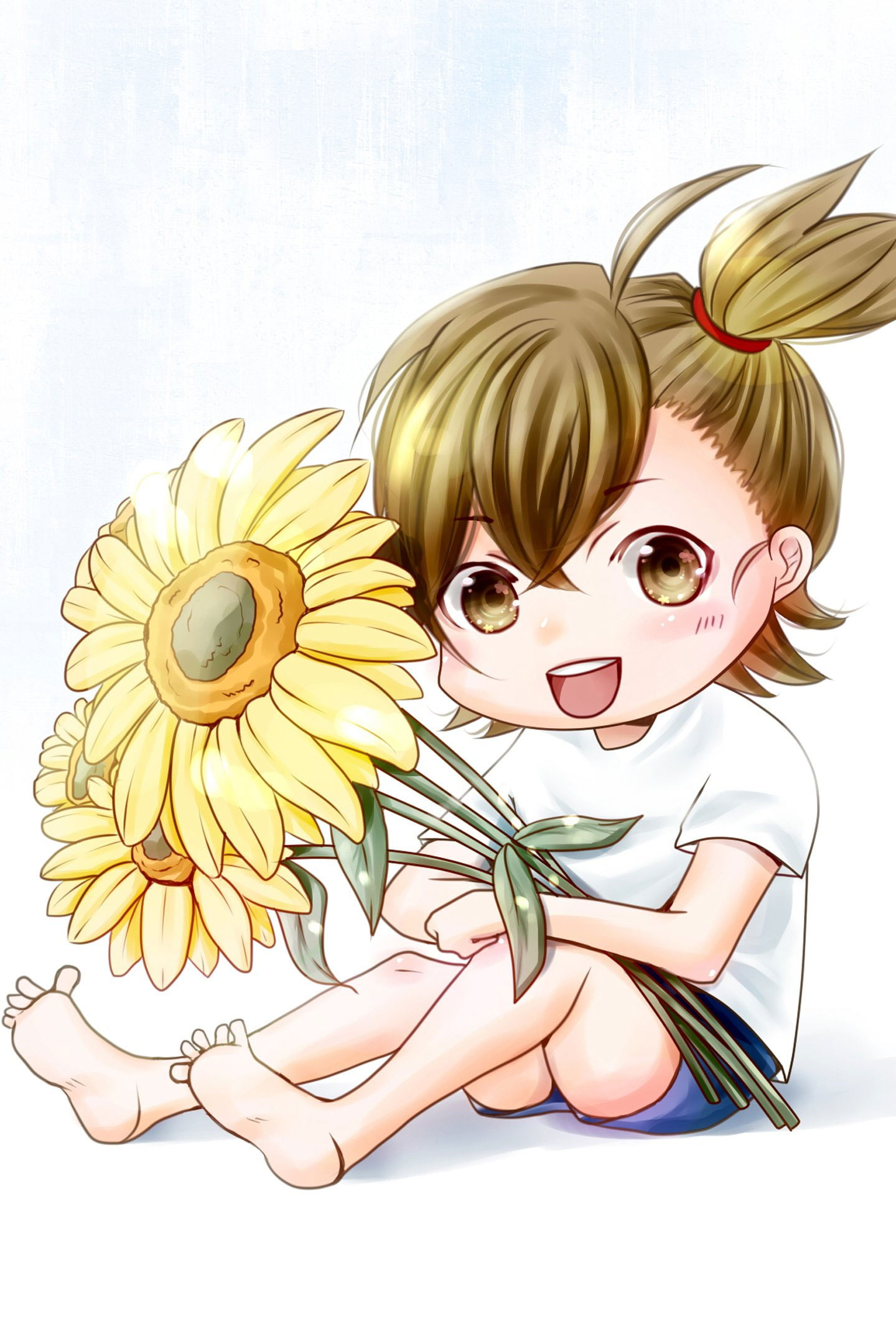 Wallpaper Anime, Chibi, Cute, Flower, Kawaii