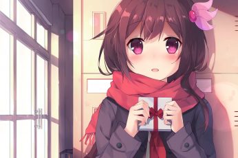 Wallpaper Anime Girl, Valentine’s Day, Shy