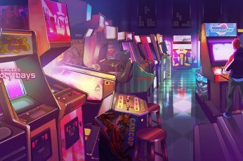 Wallpaper Arcade Machine Lot, Retro Games, Dark, Video Games