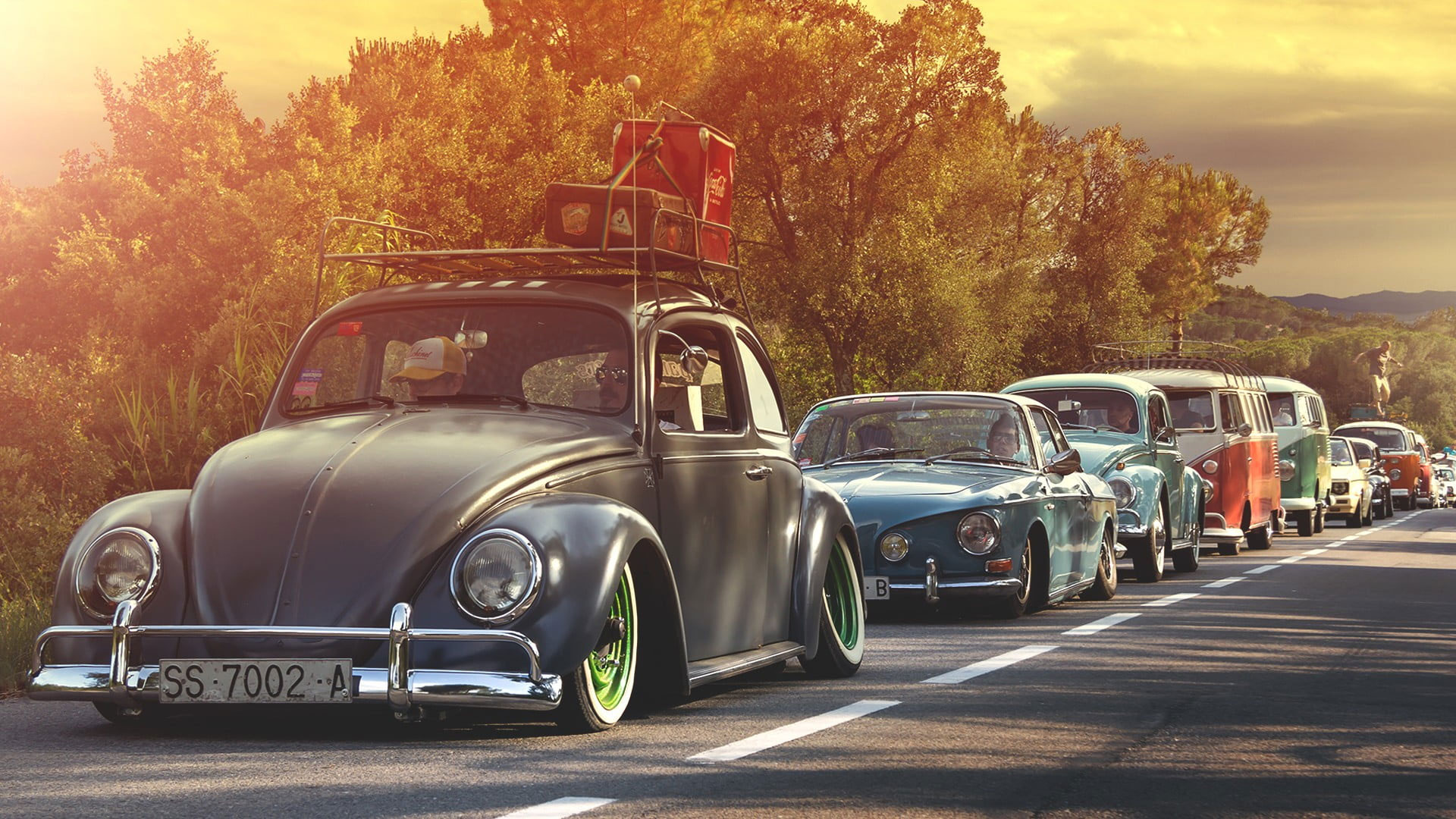 Wallpaper Classic Black Volkswagen Beetle Coupe, Car
