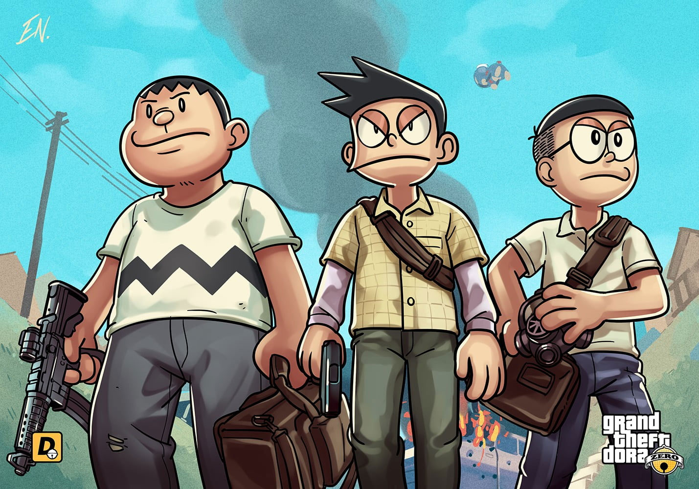 Wallpaper Doraemon Characters, Three Boys Anime Character