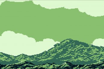 Wallpaper Green Mountain Illustration, Gameboy, Vintage