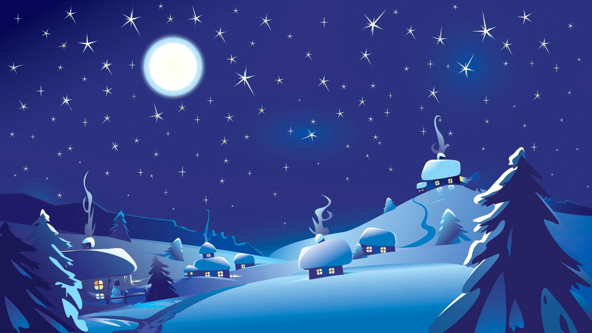 Wallpaper House Covered With Snow During Night Illustration