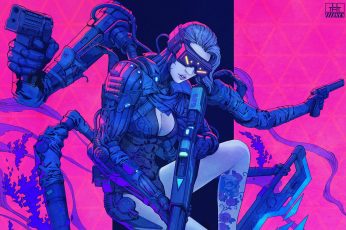 Wallpaper Humanoid Soldier Vector Art, Cyberpunk, Science