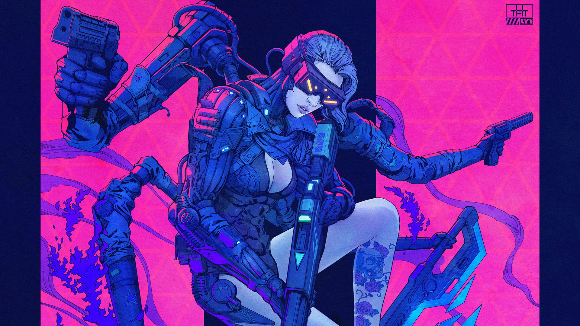 Wallpaper Humanoid Soldier Vector Art, Cyberpunk, Science