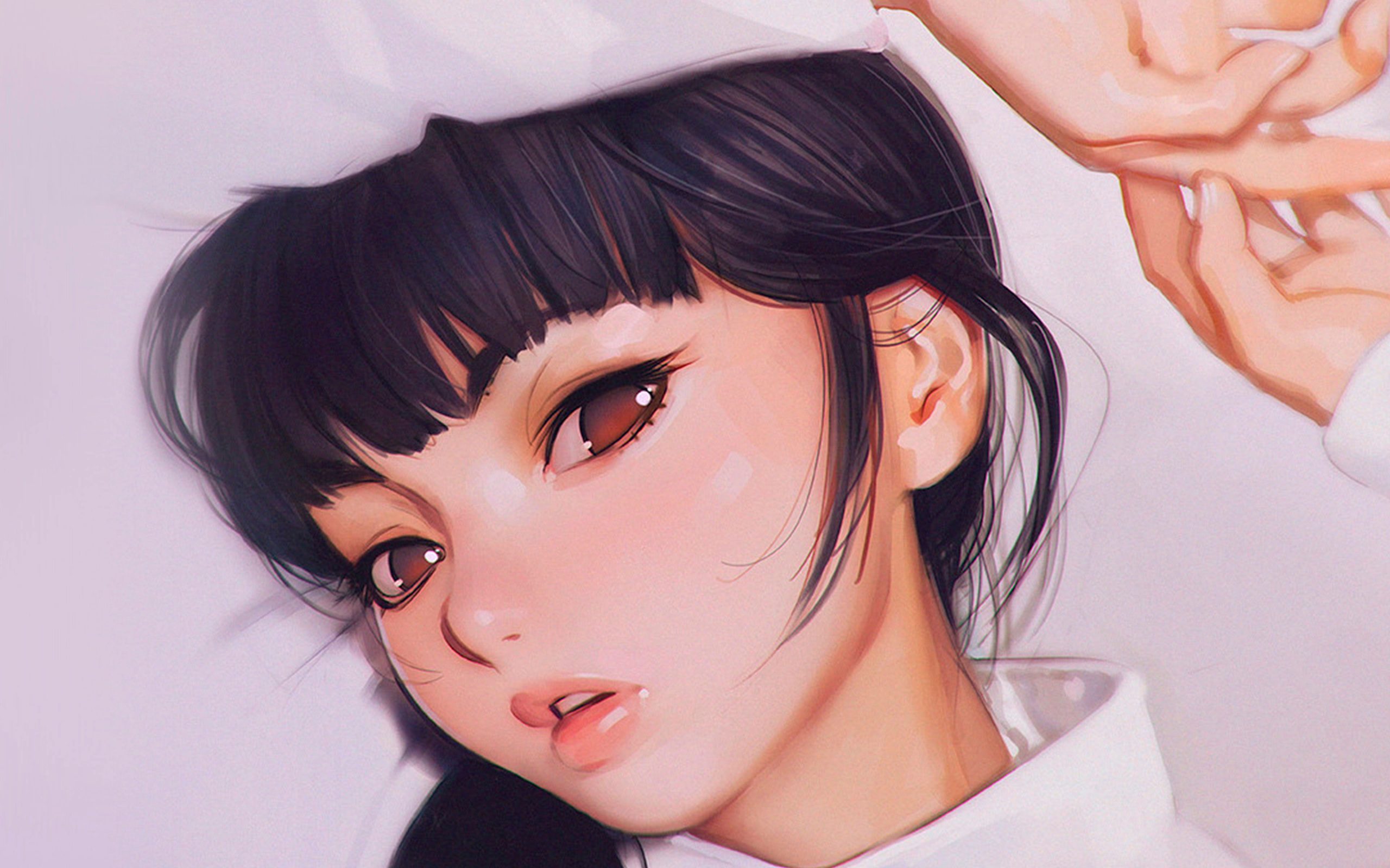 Wallpaper Ilya, Kuvshinov, Anime, Girl, Shy, Cute