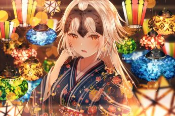 Wallpaper Jeanne D’arc, Kimono, Lanterns, Fate Grand