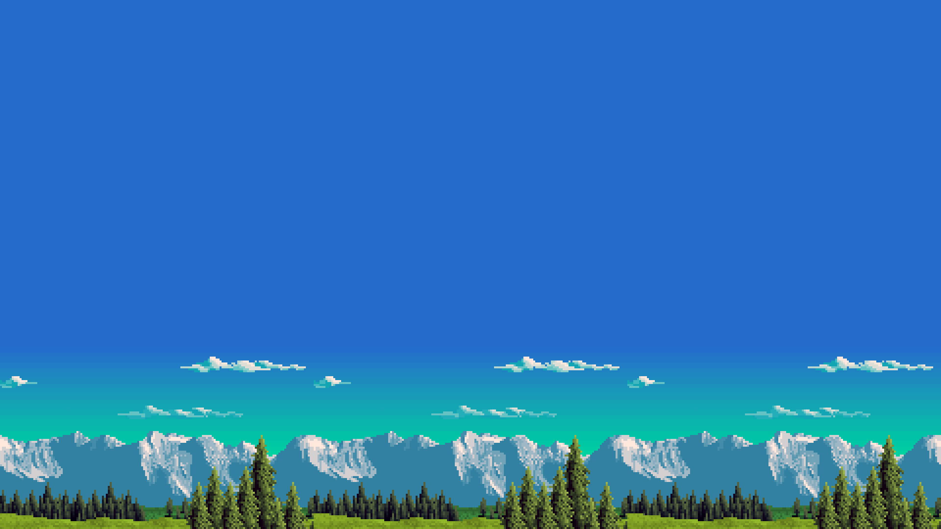 Wallpaper Mountains And Trees Painting, Pixel Art, 8 Bit