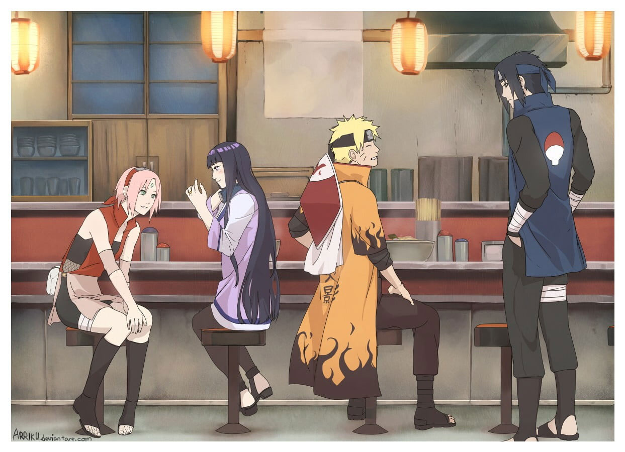 Wallpaper Naruto Illustration, Hinata, Sakura, Naruto