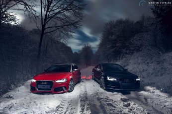 Wallpaper Two Black And Red Audi Cars, Vehicle, Audi Rs6