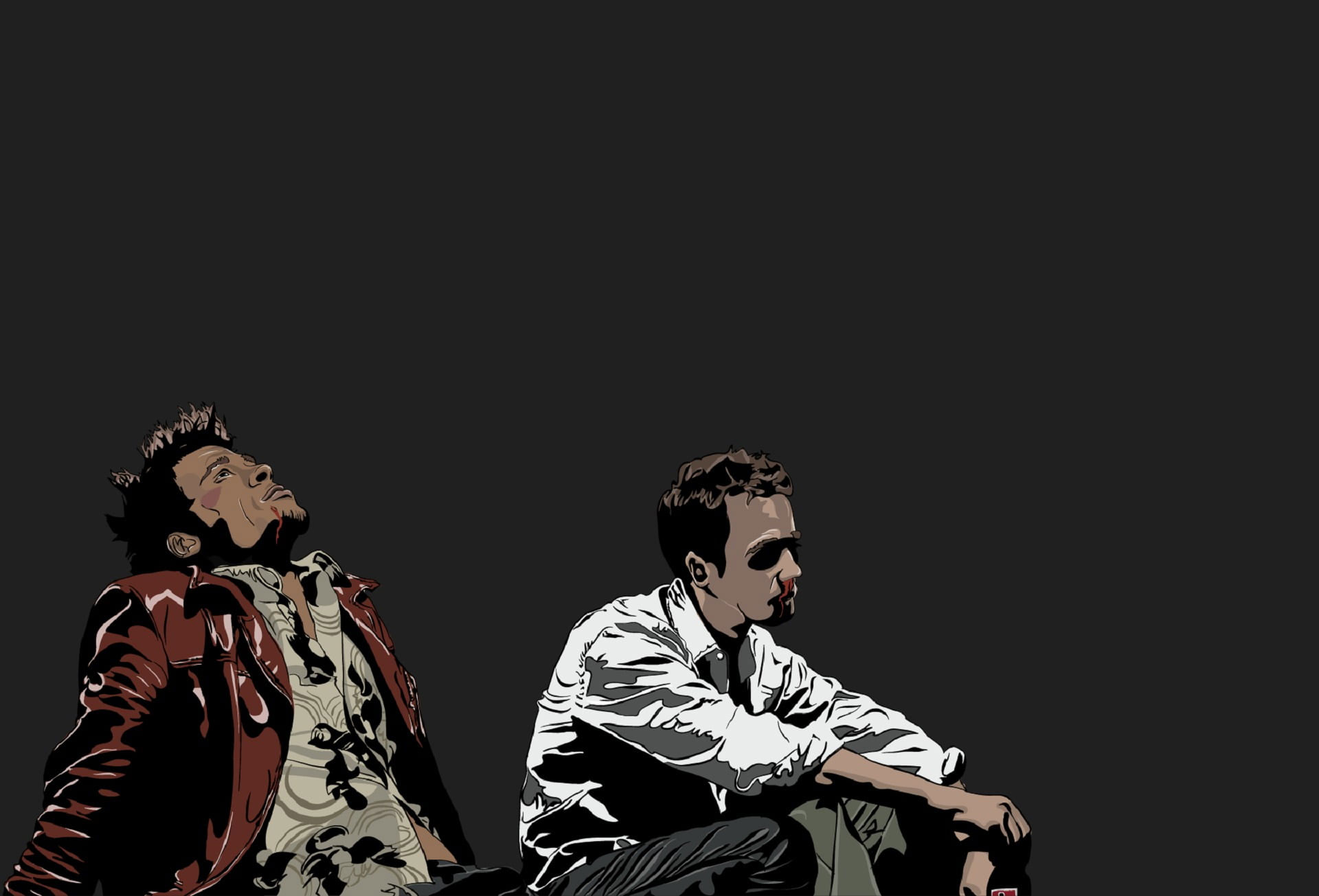 Wallpaper Two Men Sitting Vector Art, Fight Club, Movies