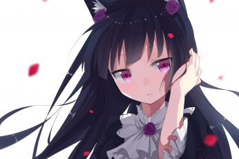 Wallpaper Animal Ears, Black Hair, Anime Girl