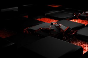 Block and red digital wallpaper, abstract, 3D