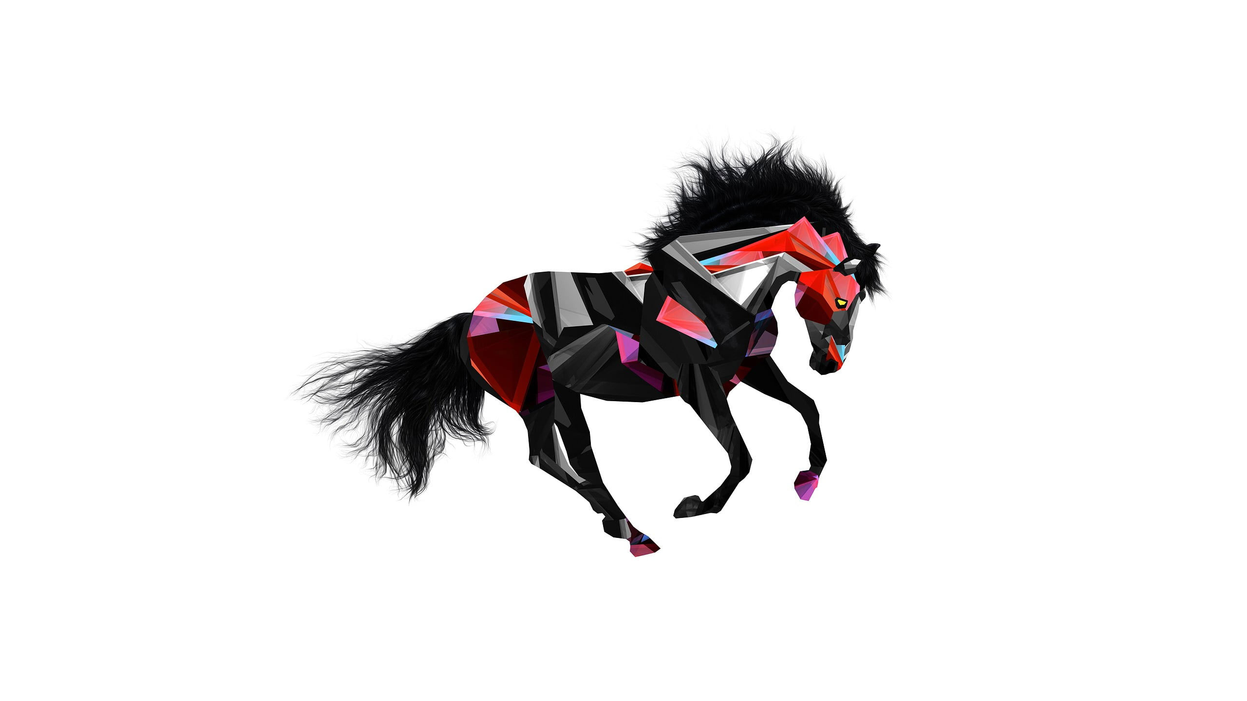 Black and red horse wallpaper illustration, animals