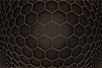 Black and white area rug wallpaper, abstract, hexagon, 3d design
