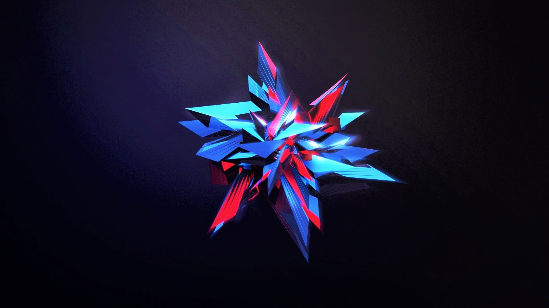 Blue and red wallpaper, Facets, digital art