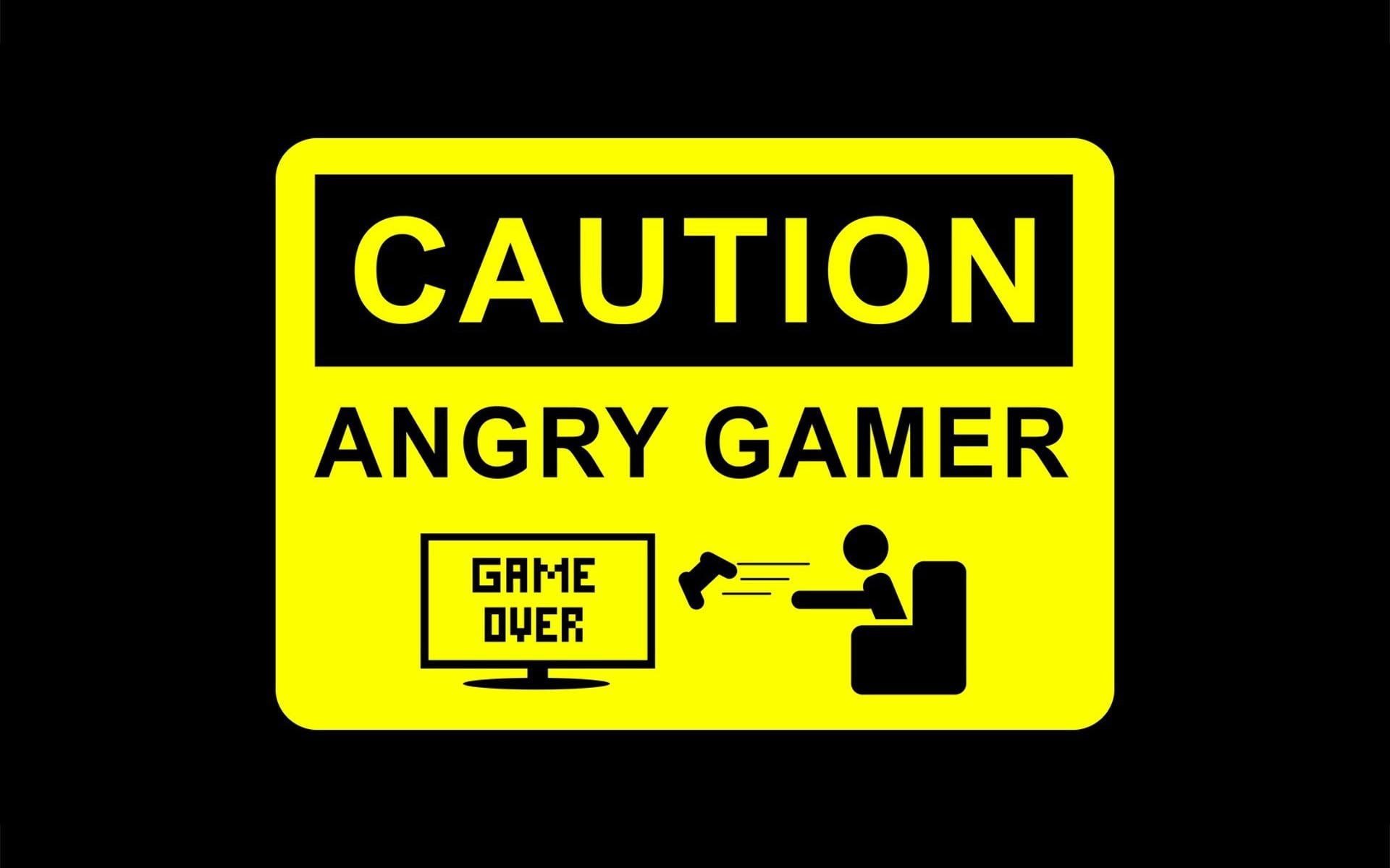 Wallpaper Caution Angry Gamer, Funny, Funny