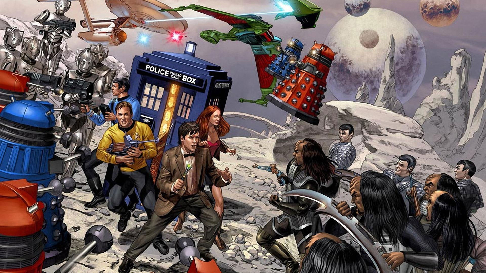 Wallpaper Doctor Who Star Trek Crossover, Star Trek