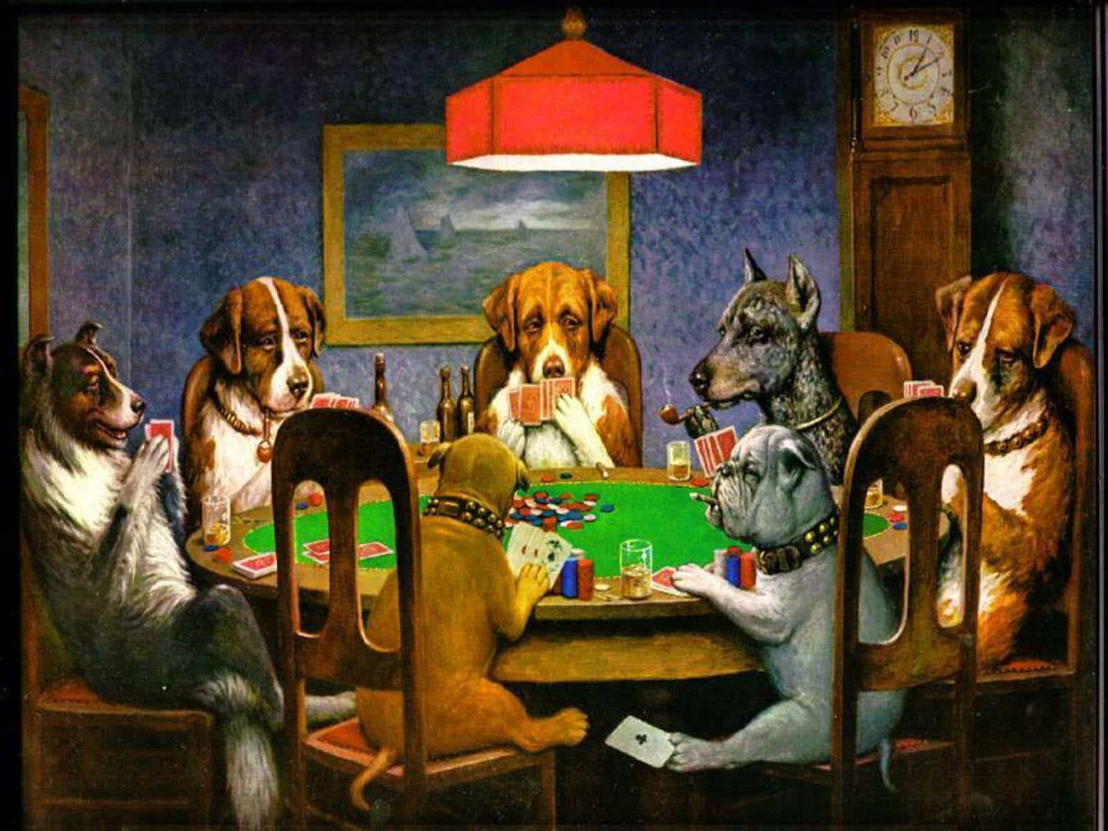 Wallpaper Dogs Playing Poker, Funny, Representation, Art