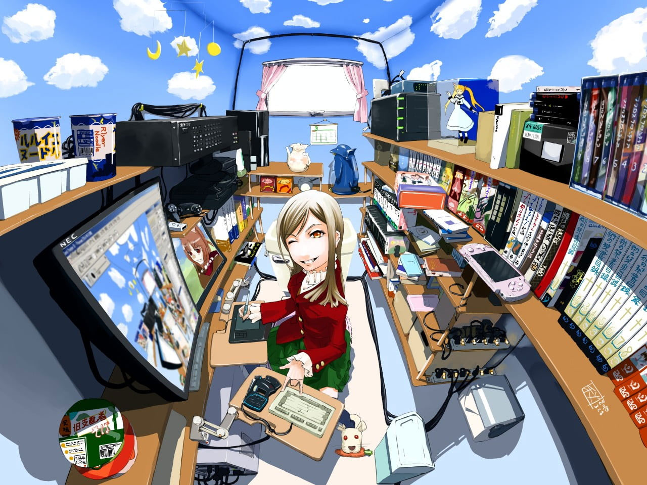 Wallpaper Lofi Anime, Computer, Calm, Anime Girls, Real People